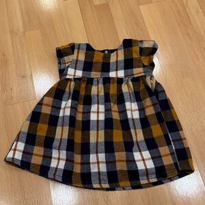 Kids Plaid Dress - Navy, Mustard, White